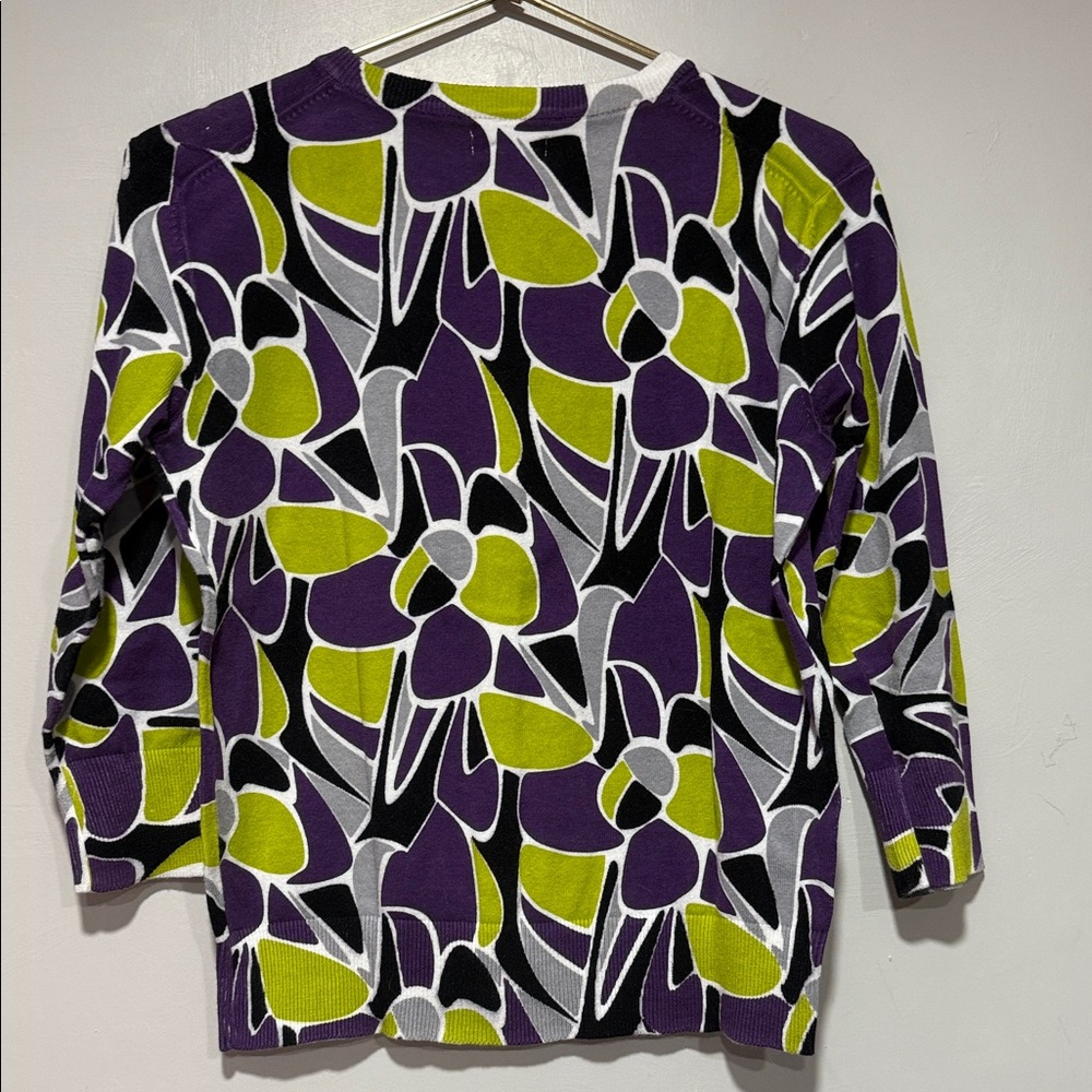 Nue Options Purple and Green Floral Cardigan - Picture 6 of 6